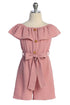 Girls Ruffle-Trim Buttoned Romper with Waist Tie, Sizes 4-14